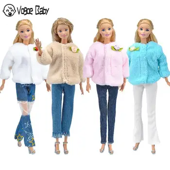 

2pcs/set Doll Accessories Winter Wear Warm Fur Coat Clothes For Dolls Teddy Coat faux fur jacket coat winter For Doll 7479