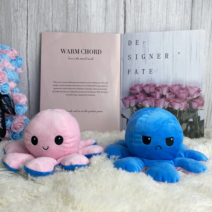 

Reversible Flip Octopus Stuffed Plush Doll Soft Simulation Plush Keychain Toy Animals Plush doll Parent-Child Game Toy Gifts