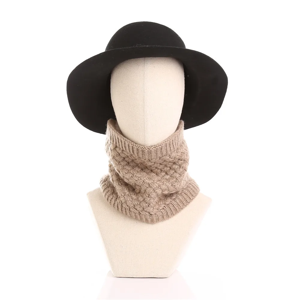 Light Brown Топ яркого цвета с вырезом на шнуровке трикотажная ожерелье из шерсти и кепки пользуются популярностью в Европа и Америка в осенне-зимний период - Цвет: Light Brown