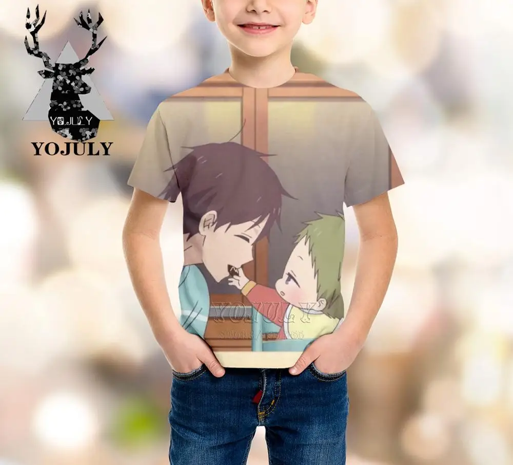 YOJULY/футболка с короткими рукавами для детей с 3D принтом, Gakuen dad, аниме, brothers летние детские футболки для маленьких мальчиков и девочек, A403 - Цвет: 1