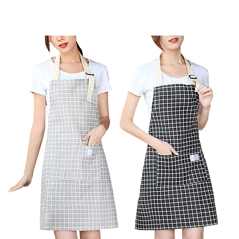 

Fashion Lady Women Men Adjustable Cotton Linen High-grade Kitchen Apron for Cooking Baking Restaurant