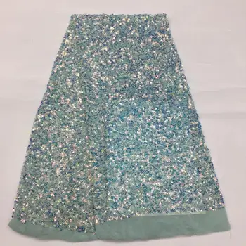 

(5yards/pc) Soft bubble embroidered sequins net lace shining African French lace fabric high quality for party dress FSS217