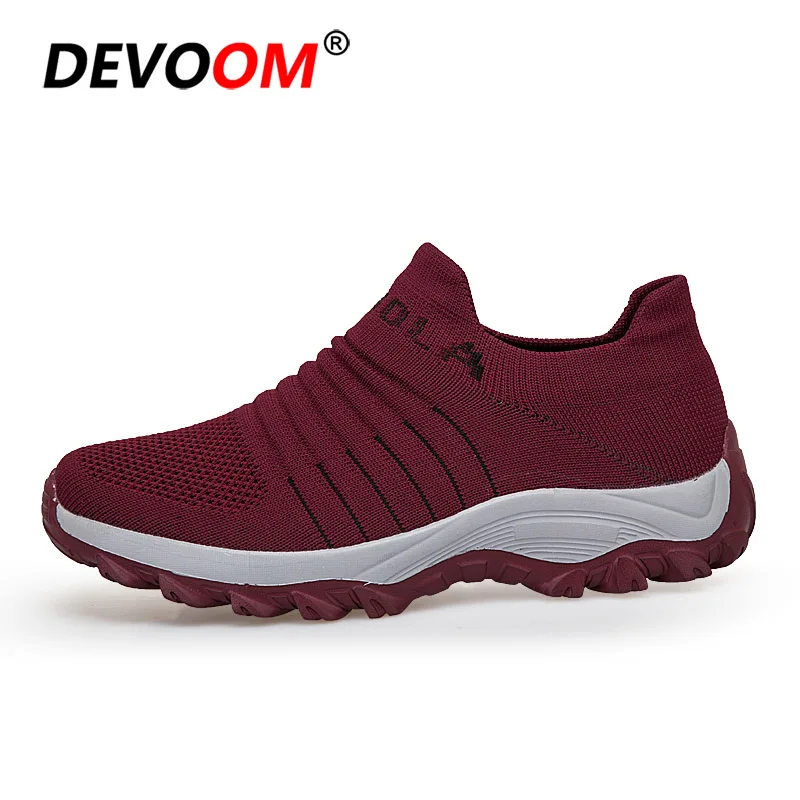 Спортивная обувь для мужчин Для женщин безопасности слипоны Для мужчин Мужская обувь спортивная обувь пожилого возраста; большой для удобной ходьбы Мужская обувь для спортзала - Цвет: Красный