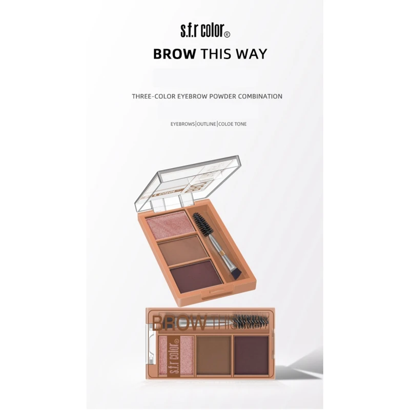 Purchase Offer of  Three-color Eyebrow Powder Palette Waterproof And Sweat-proof Not Blooming Dyeing Eyebrow Powder Wi