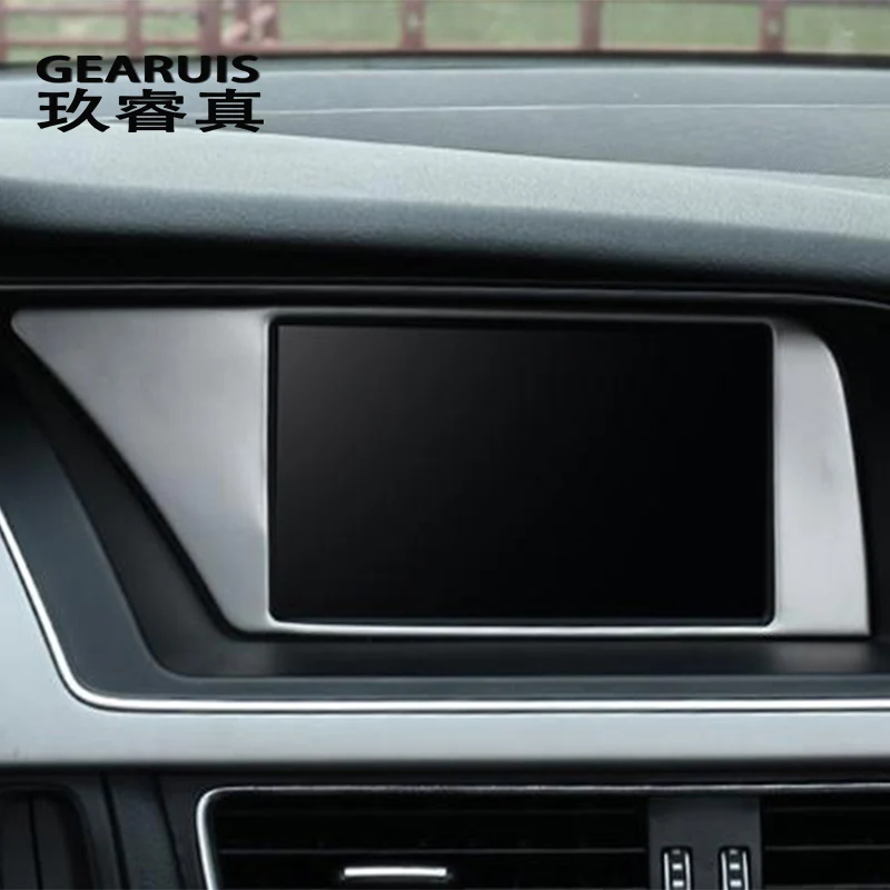 Автомобильный стайлинговый центр контроль навигации защита экрана Чехлы наклейки отделка панели для Audi A4 B8 A5 интерьер авто аксессуары - Название цвета: Matt Silver