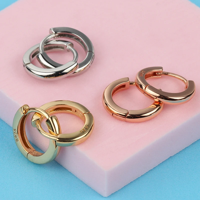 Summer New 925 Sterling Silver Hoop Earrings Original For Women Luxury Fashion Jewelry Party Rose Gold Huggie Earring 2021 Trend