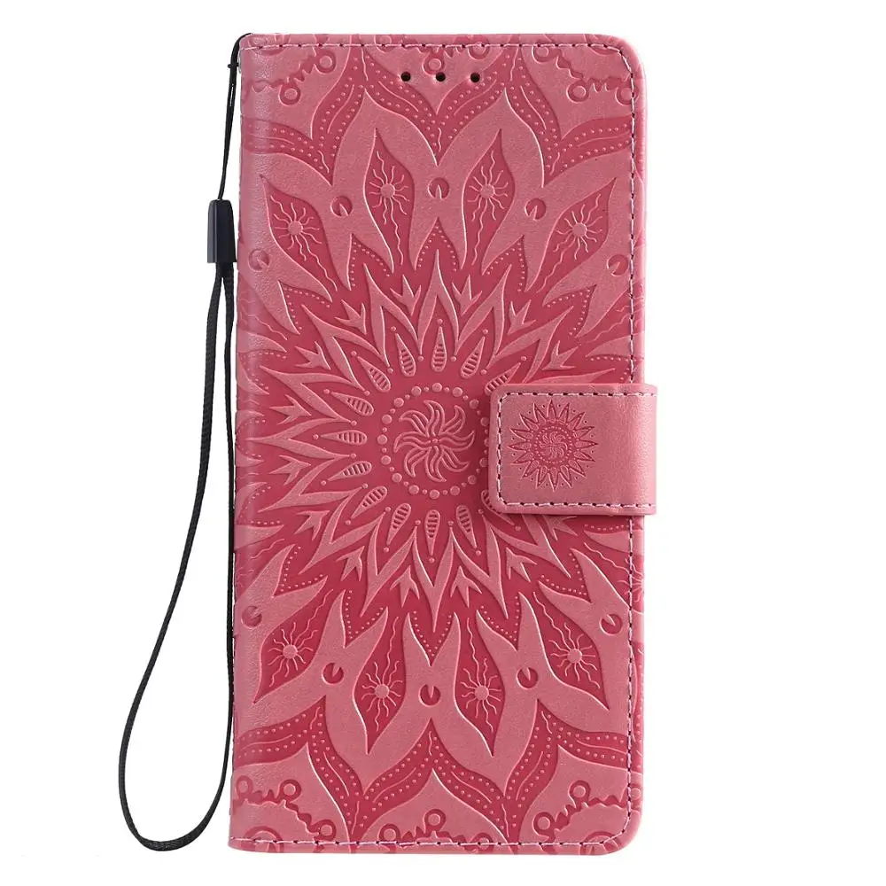 Флип-чехол-кошелек для Xiaomi Redmi Note 4X5 6 7 Pro, кожаный чехол для телефона для Red mi K20 Pro CC9 CC9E POCO F1, чехол-кошелек с подсолнухом - Цвет: Pink