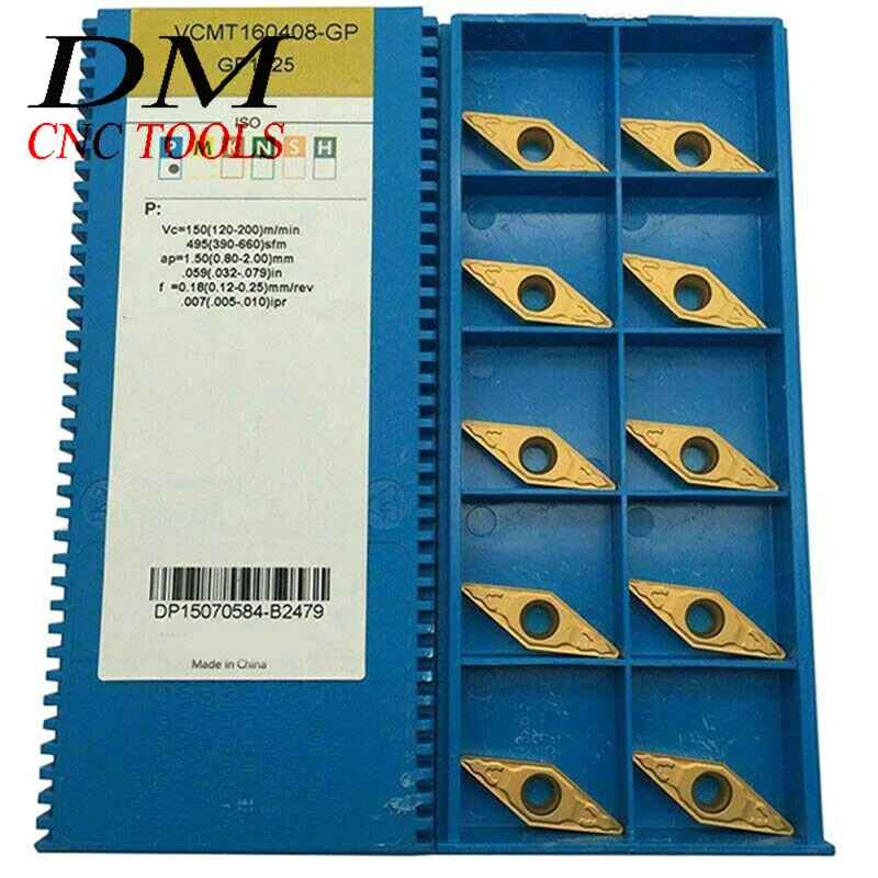 10pcs VCMT160408-GP GP1225 high quality carbide CNC insert VCMT160408 Turning tools blade Turning accessories