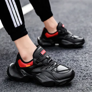 

New Breathable Sneakers Men Quality Dad Sneakers Pu Leather Waterproof Sport Shoes 2019 New Cushioning Running Shoes for Men