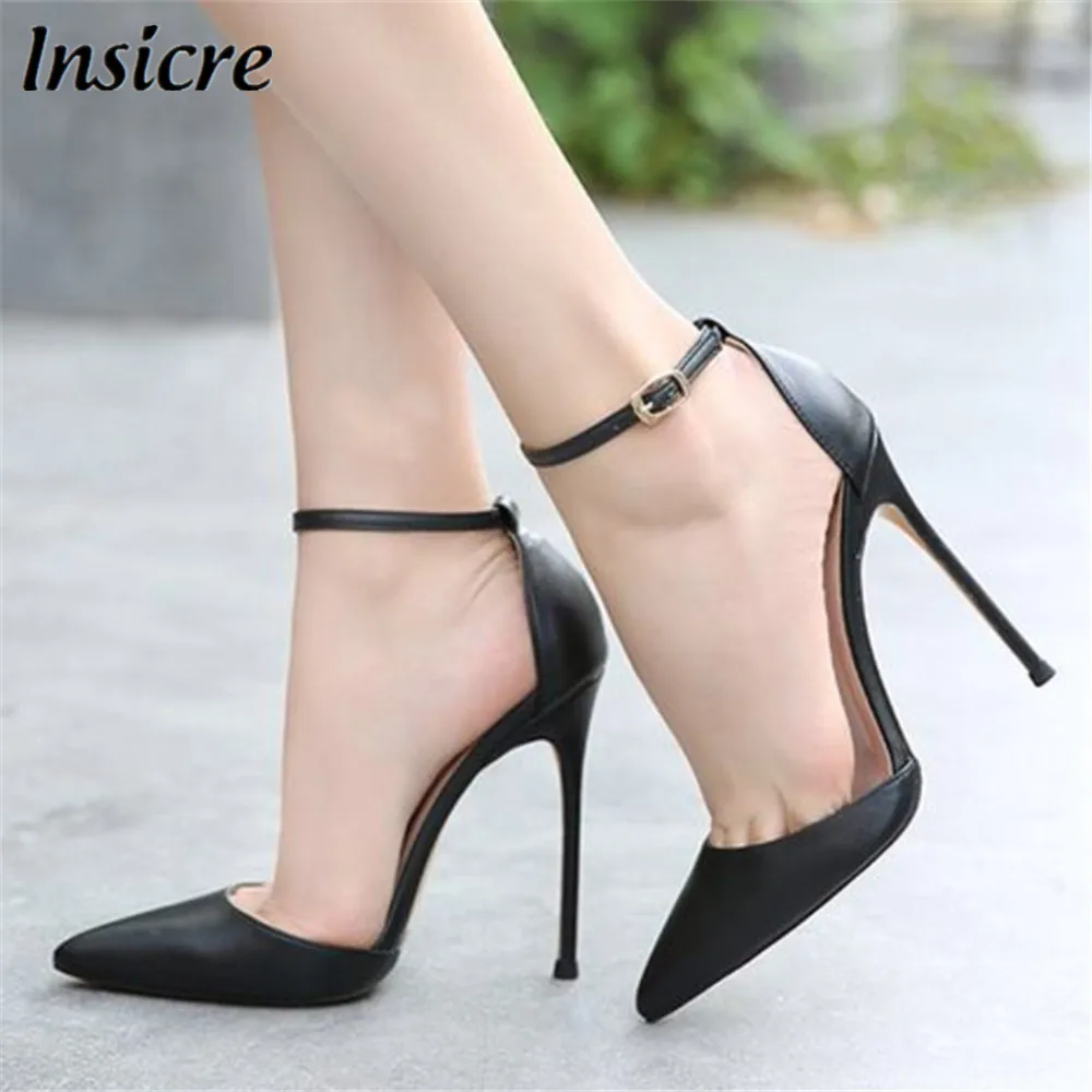 

Insicre Plus Size Summer Women's Pointed Toe High Heels Pumps Woman Black Apricot Sexy Summer Buckle Strap Wedding Shoes