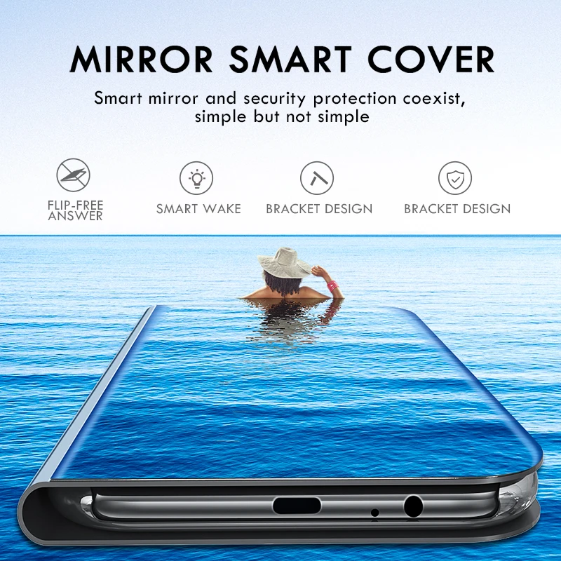 Smart Mirror Flip Phone Case For Xiaomi Redmi K20 4X 5A 6 6A 7 8A Note 8 7 6 5 Pro Clear View Cover For Xiaomi Mi 9 SE A2 8 Lite