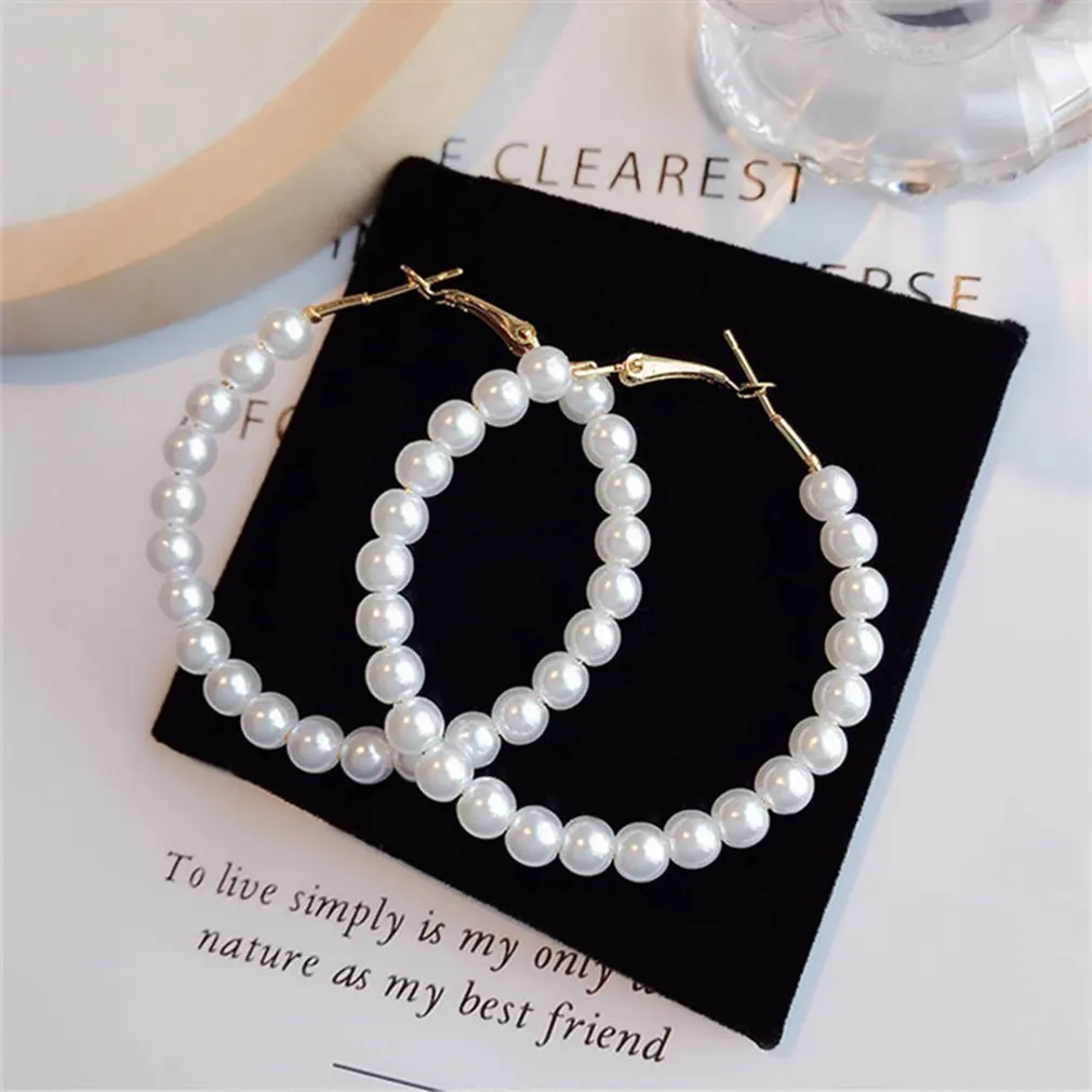 

Korea Ins Cold Wind Fairy Temperament Personality Wild Pearl Exaggerated Big Circle Earrings Earrings Earrings