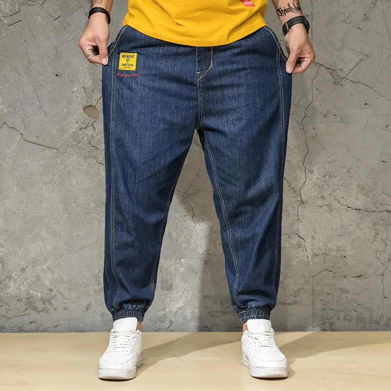 Summer Large Size Men's Trousers Fashion Japanese-style Harem Beam Fat Loose-Fit Jeans