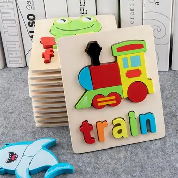 

4 Sets Wooden Puzzle Plaything 3D Puzzle Toy DIY Handmade Craft Puzzle Jigsaw Puzzle Model for Kids Children