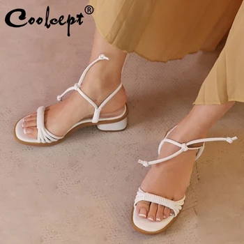 

Coolcept Women Low Heel Sandlas Open Toe Slip On Shoes Daily Shoes Outdoor Sandals Female Footwear Casual Summer Size 34-39