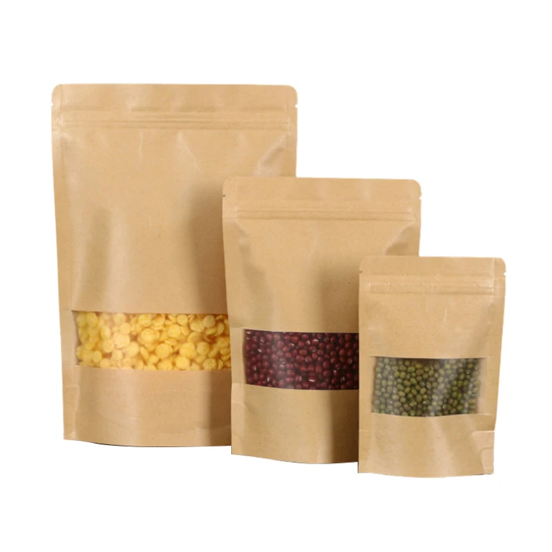 kraft stand up zipper pouch bags
