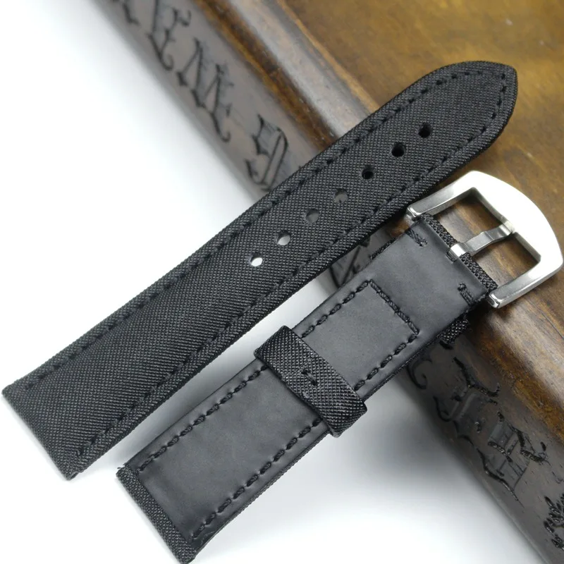 PSTARY Шелковый ремешок из углеродного волокна адаптирован к 50 seek 23 мм черный/синий ретро мягкий мужской браслет