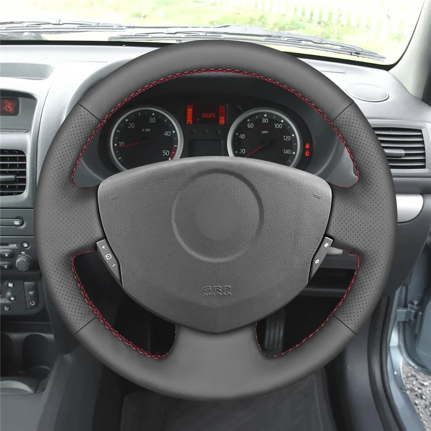 MEWANT черный чехол на руль из натуральной кожи для Renault Clio 2 2001-2005 Dacia Sandero 2008-2012 - Название цвета: Style-01