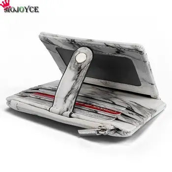 

Portable Small Purse Women Men PU Leather Soft Square Short Wallet Unisex Marble Zipper Multi-function Money Card Bags