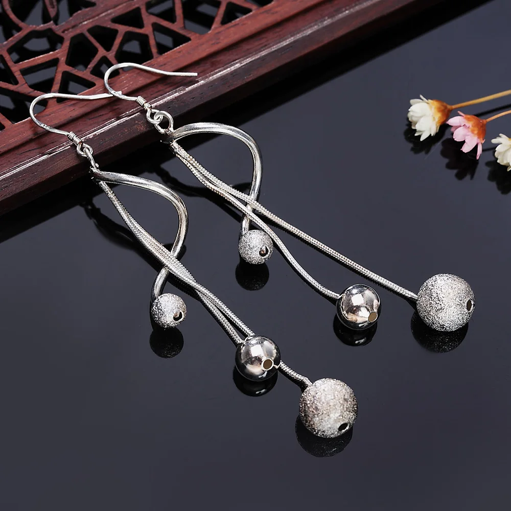 Silver Earrings 925 silver color women classic jewelry earrings