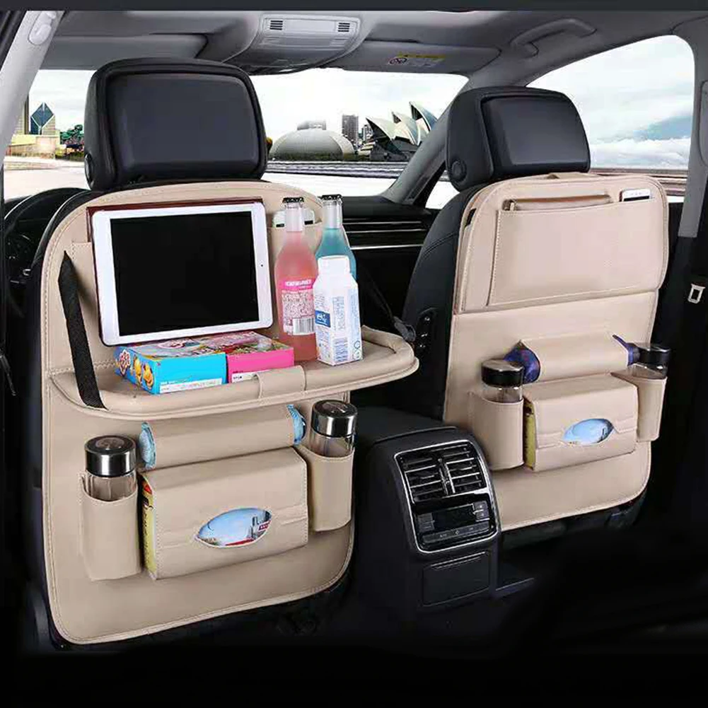Автомобильная мульти-карманная подвесная сумка-Органайзер Универсальная Автоматическая мульти-карманная подставка из искусственной кожи держатель для хранения чашек сумка складной держатель Полка