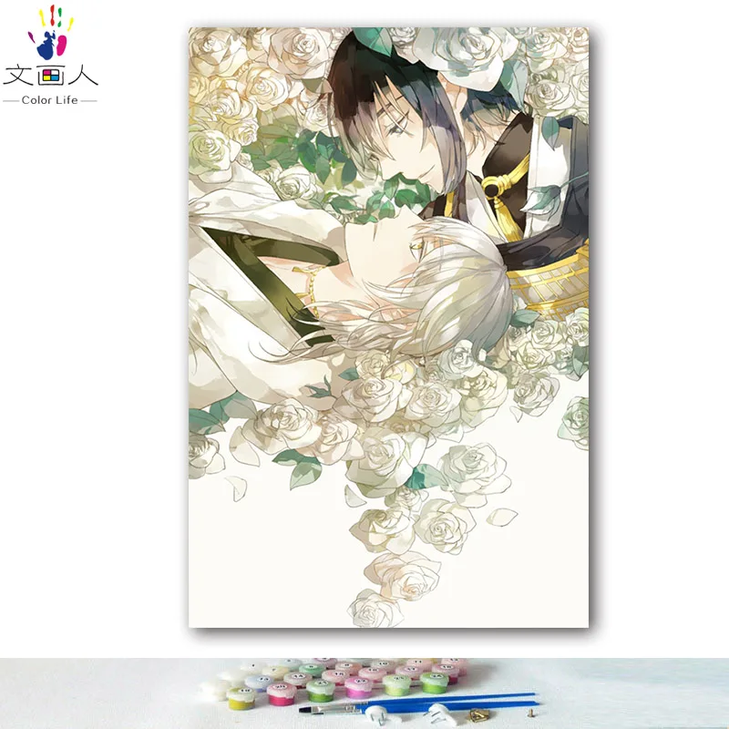 DIY картинки для раскраски по номерам с цветами Touken Ranbu онлайн игры Анимация картина Рисование Живопись по номерам в рамке - Цвет: 2340