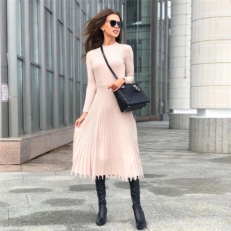 pleated sweater dress18