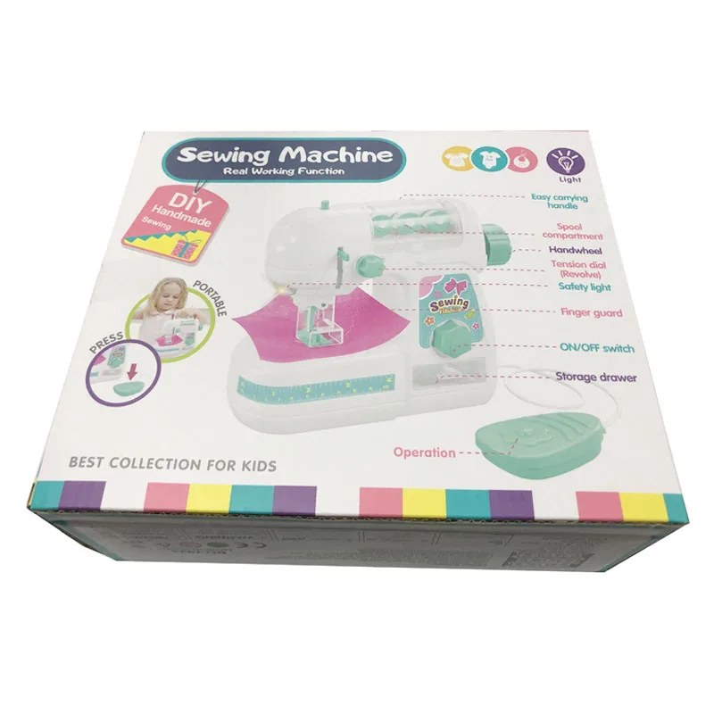 Children DIY With LED Pretend Play Electric Sewing Machine Toy Emulational Educational Household Baby Girls Gift Play set