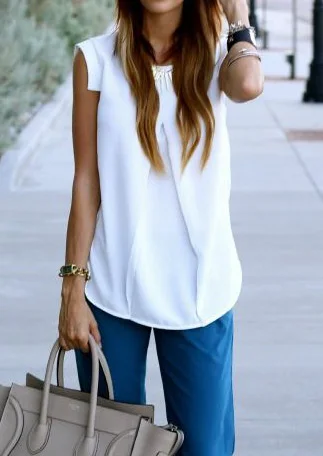 Round Neck Solid White Ladies Women T shirt Tops 2020 Summer Sleevless Tee Top Fashion Casual Female Tee Shirt Woman Clothing