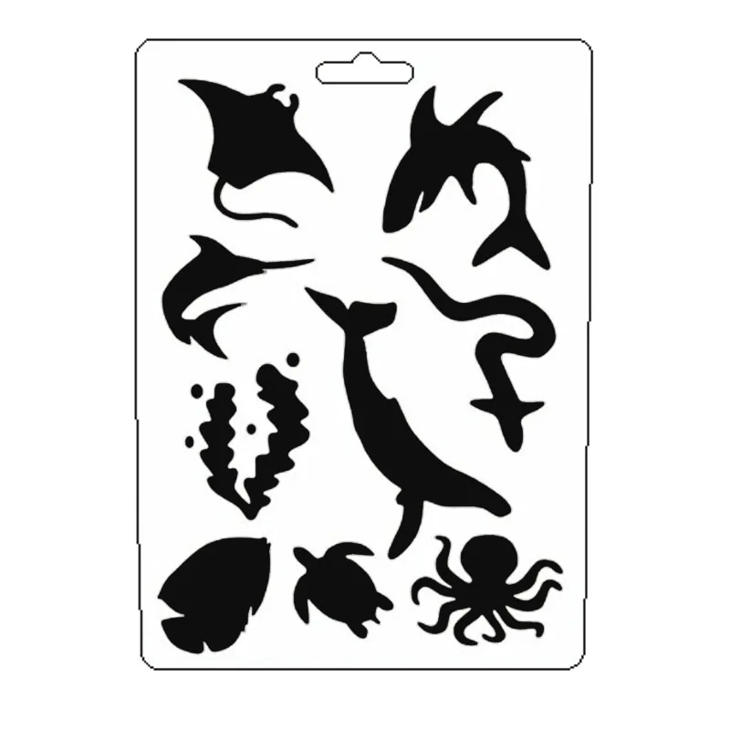 

Ocean Animal Stencil Reusable Scrapbooking Stamping Embossing Paper Card Drawing Template Decor Crafts Bullet Journal Stencil