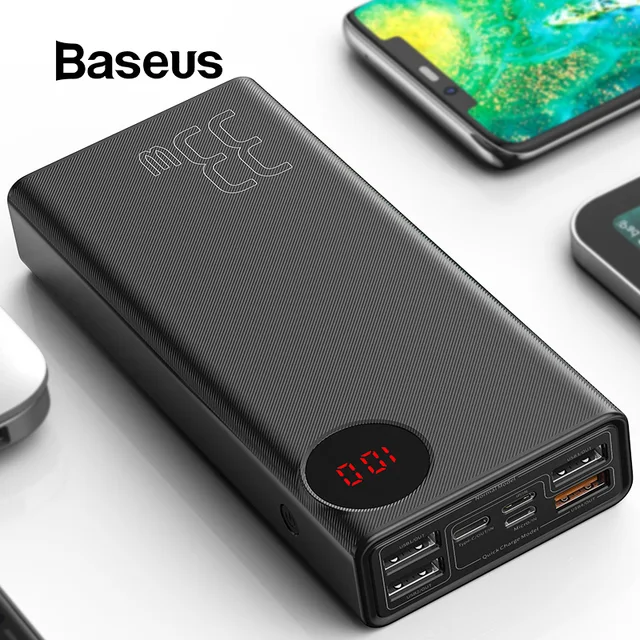 $US $41.01  Baseus 30000mAh Power Bank USB Type-C PD Fast Charging for iPhone 11 Pro Max Samsung Quick Charge 3