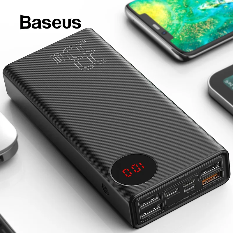 Ceny Baseus 30000mAh Power Bank rodzaj usb C PD szybkie ładowanie dla iPhone 11 Pro Max Samsung szybkie ładowanie 3.0 Powerbank bateria zewnętrzna
