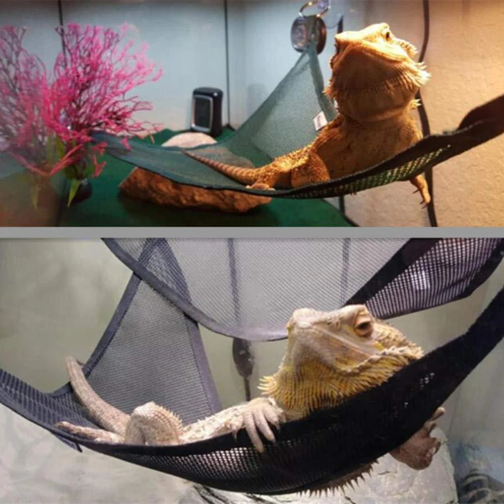 2 Pcs/Set Pet Hammock Mesh Sleeping Bed Play Toys Swing Oxford Fabric For Reptile Snake Lizard Climb Products With Suction Cup O