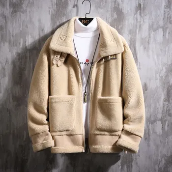 

New Style For Men In Autumn And Winter Solid Lapel Plus Lambswood Coat Deerskin Warm Lambskin Coat Leather Coat Y11.6