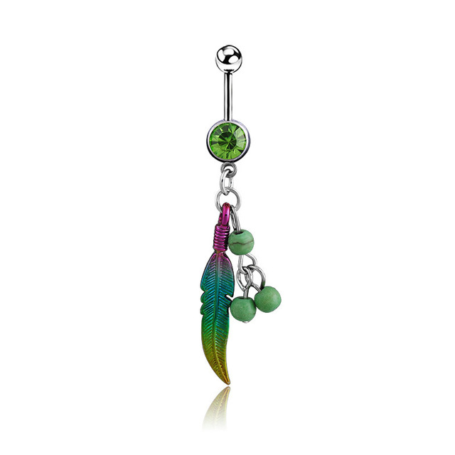 Sexy Navel Piercing Belly Ring Belly Button Rings Barbell Bar Zircon Dangling Ombligo Party Round for Woman Body Jewelry 14g