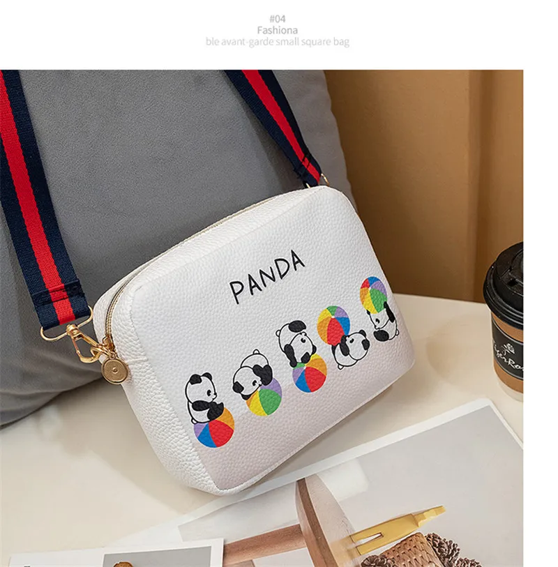 Новое поступление, модная сумка на плечо с пандой для девочек, белая сумка на плечо с пандой, сумка-мессенджер через плечо