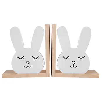 

1 Pair Rabbit Design Bookends Creative Nonskid Heavy Duty Book Ends Supports for Books DVDs Magazines