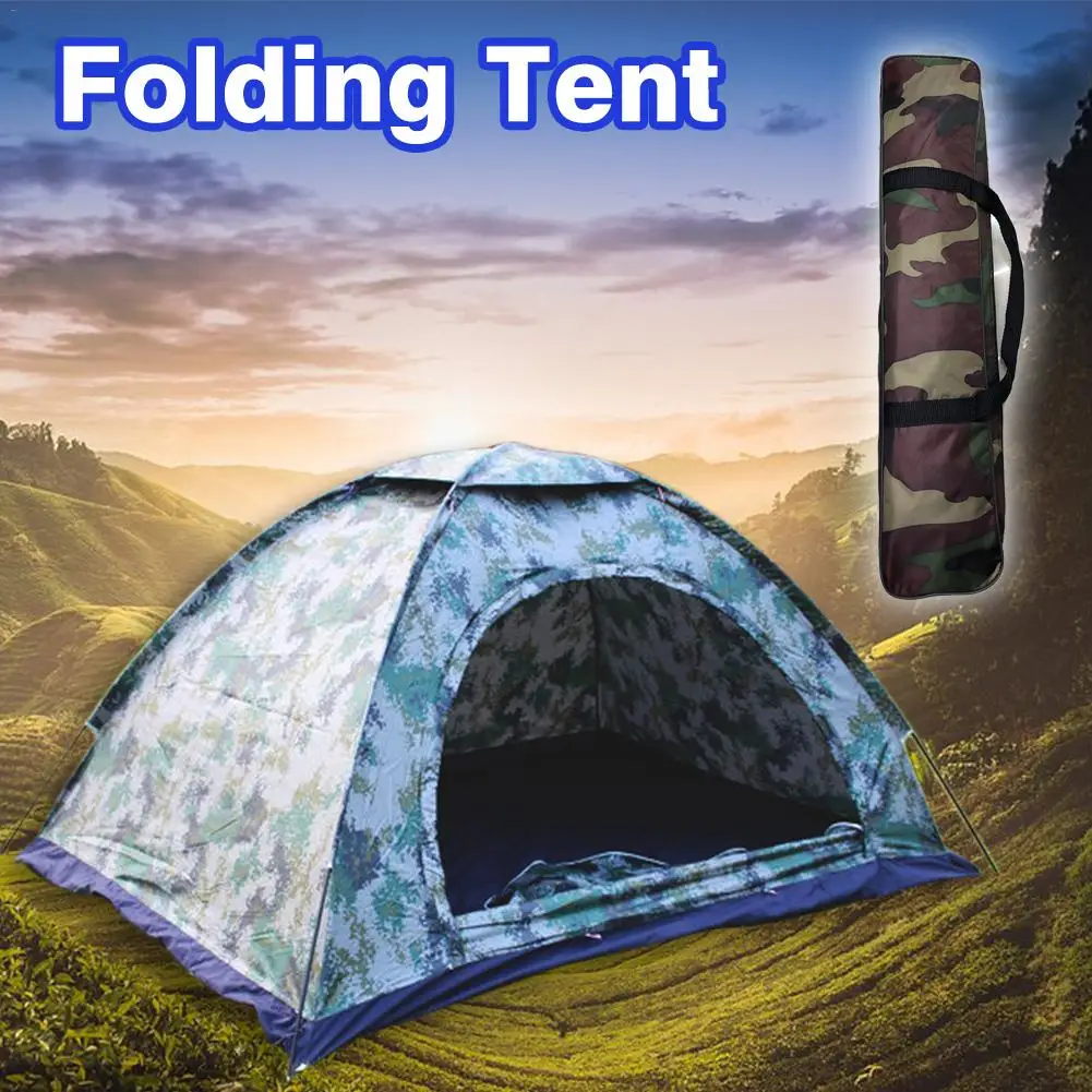 

2 Person Waterproof Camping Tent Outdoor Sport Fishing Single Layer Pop Up Anti UV Tourist Tent For Wigwam Beach Hunting + Bag