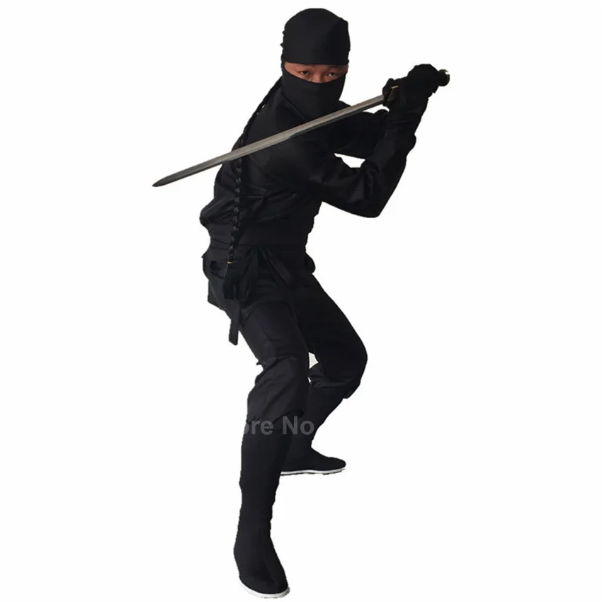 Самурайские костюи для косплея Наруто для мужчин Хэллоуин ниндзя Униформа черный Невидимый убийца грабитель мужской комплект одежды представление