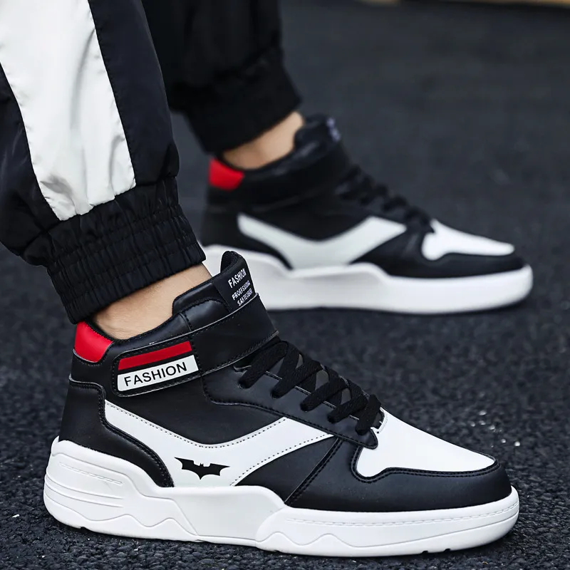 

Autumn Casual Hight-top Leather Shoes Men's Lively Social Fella Shoes England Versatile Mid-top Shoes Network Red Celebrity Styl