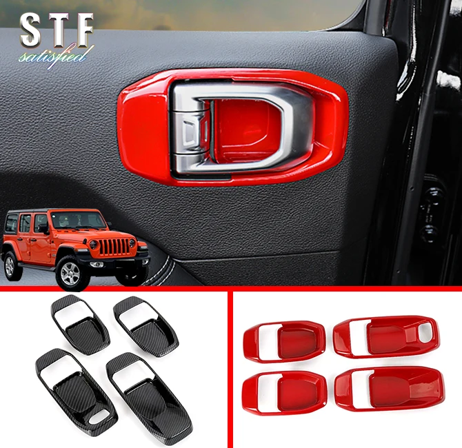 

ABS Interior Door Handle Cover Trim For Jeep Wrangler JL 2018 2019 Car Accessories Stickers W4