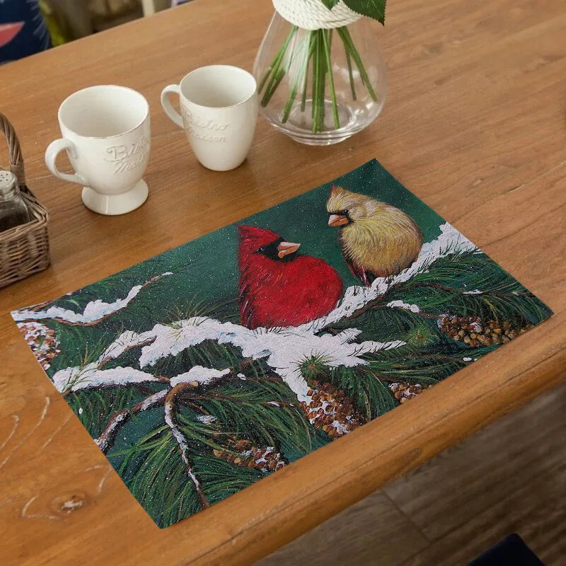 

TTLIFE Christmas Placemat Drink Coasters Decor Durable Dinner Table Bowl Cup Pads Tea Party Decorations Kitchen Accessories