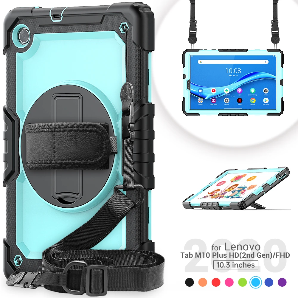 Capa Armor para Lenovo Tab Capa Kickstand de Correia de Pulso M10 hd Plus 103 Tb-x606f tb X306f X306x K10 3ª Geração Tb328fu m8 8705f