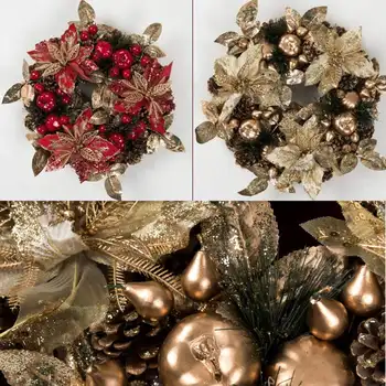 

Hot Christmas Wreath Handmade Rattan Pendant Garland Bell Ornaments Christmas Tree Door Decor Wreath Red Gift Wedding Decoration