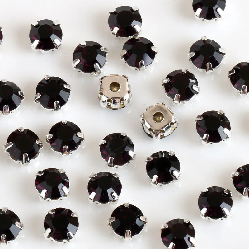 Elegant Silver Claw Sew-On Round Rhinestones for DIY Needlework and Wedding Attire