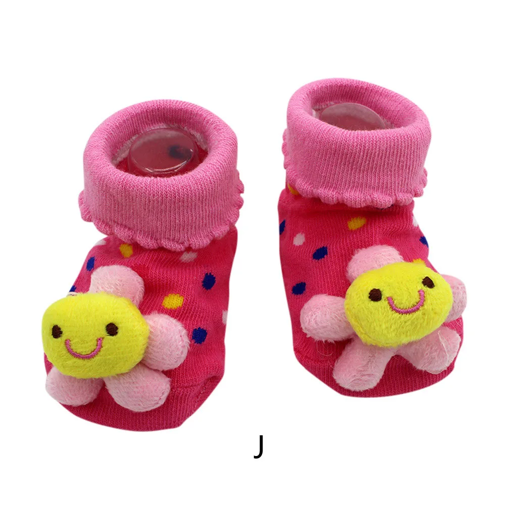 Милые носки для новорожденных с героями мультфильмов; calcetines; детские Нескользящие зимние теплые носки для маленьких девочек и мальчиков; тапочки; обувь; meias - Цвет: Baby Socks-J
