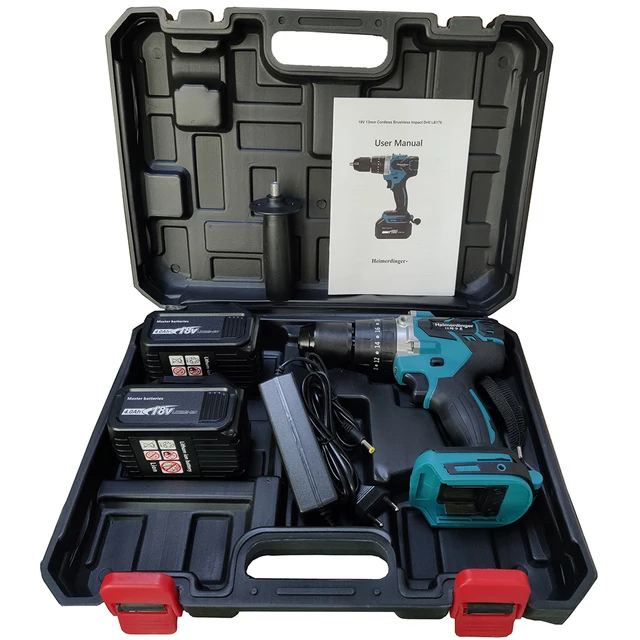 18V 13mm cordless impact drill 18V 13mm brushless impact drill 18V impact drill 18V screwdriver drill with two batteries with two 4A and case