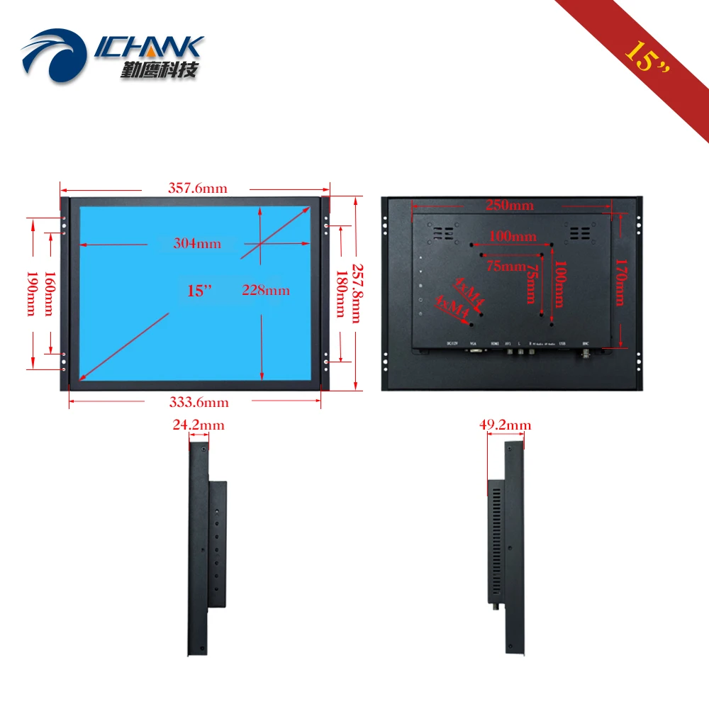 USB HDMI Է Ӻ      10 Ʈ  ġ LCD ũ ÷ ZK150TC-59D, 15 ġ , 1024x768