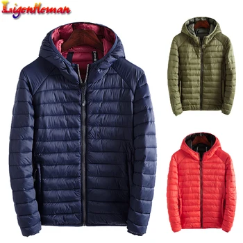 

Winter Jacket Men Hooded Plus Size Casual Simple Lightweight Warm Cotton Padded Basics Jackets Mens Outwear Windbreaker Coats