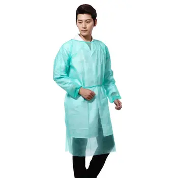 

10PCS Isolation Gown with Elastic Cuff Disposable Non-Woven Splash Resistant one size fits all